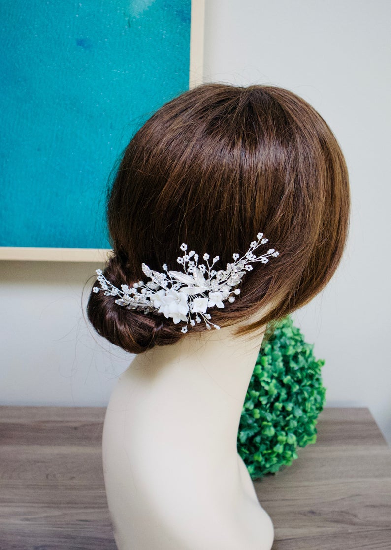 Floral Bridal Hair Comb - Colleen