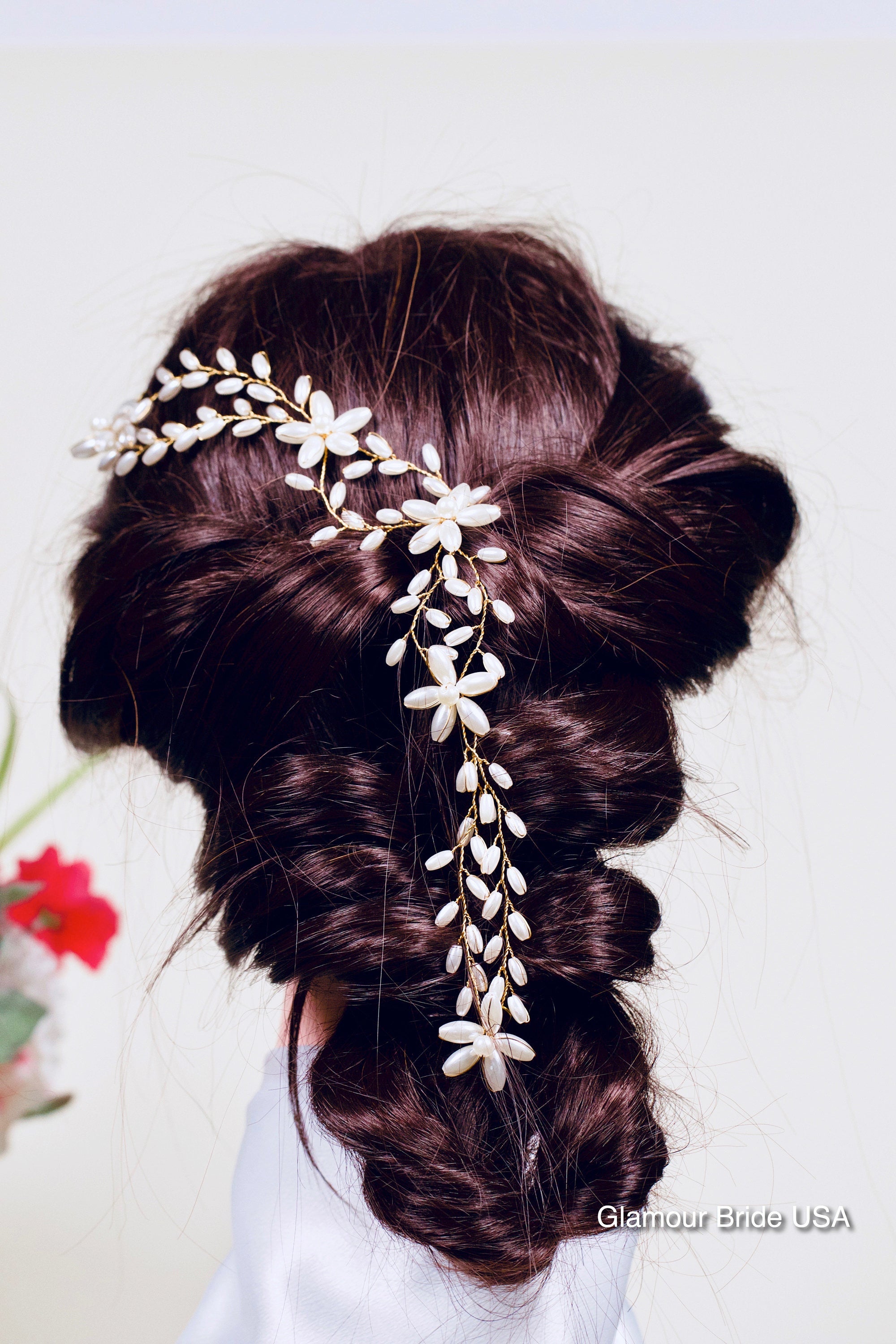 Wedding Hair Vine Bridal Hairvine Wedding HairVine Boho Bridal Hair Vine Bridal Head Piece Pearl Hair Vine Vintage Bridal Hair Boho Wedding