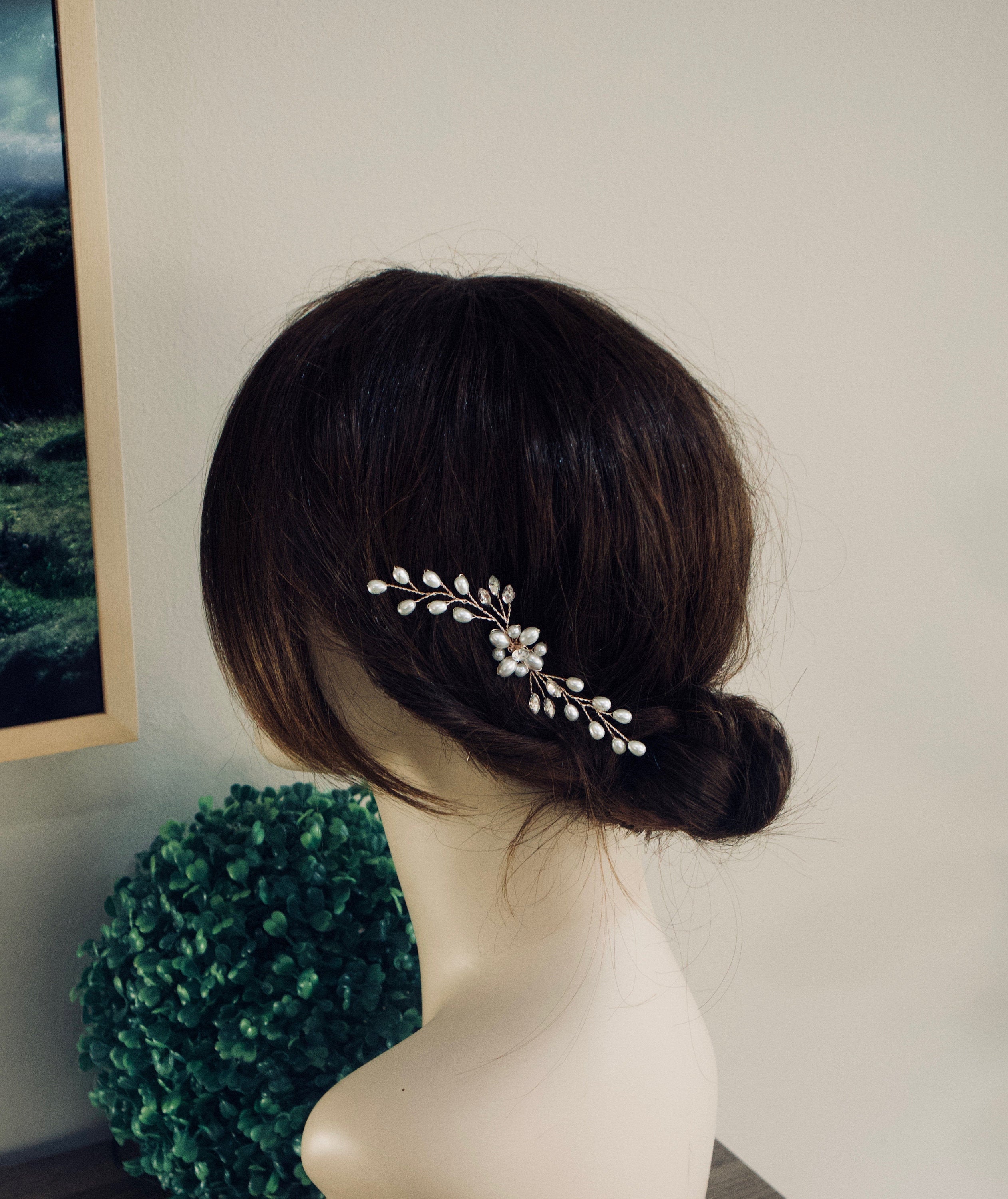 Bridal Hair Pin Pearl Hair Pin Wedding Hair Pin Flower Hair Pin Wedding Hair Accessories Bridesmaid Hair Accessories Vine Hair Pin