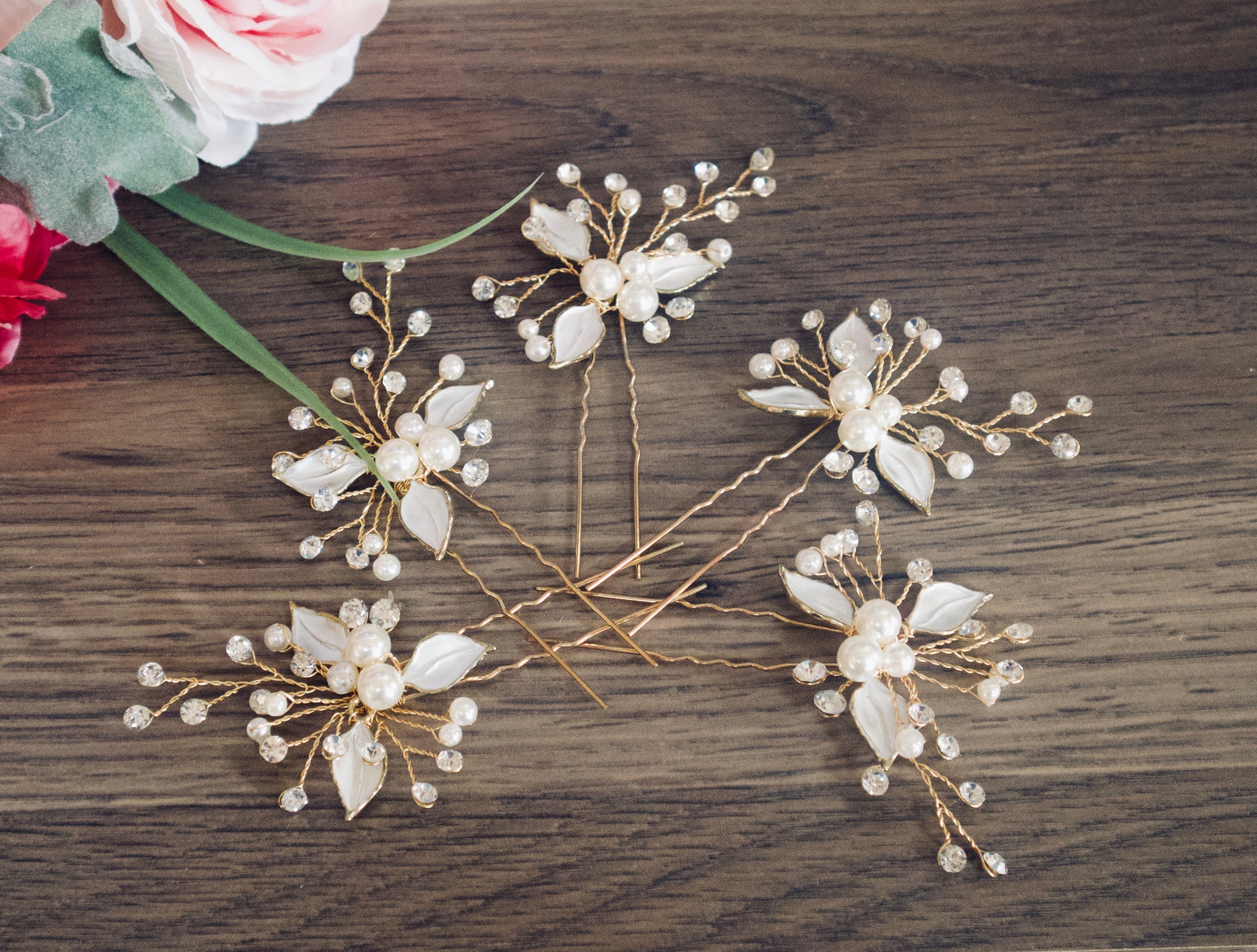 Wedding Hair pins Bridesmaid Hair Accessories Wedding HaIr Accessories Bridal Comb Rose Gold Hair Comb Bridal Headpiece Bridesmaid Hair Pins