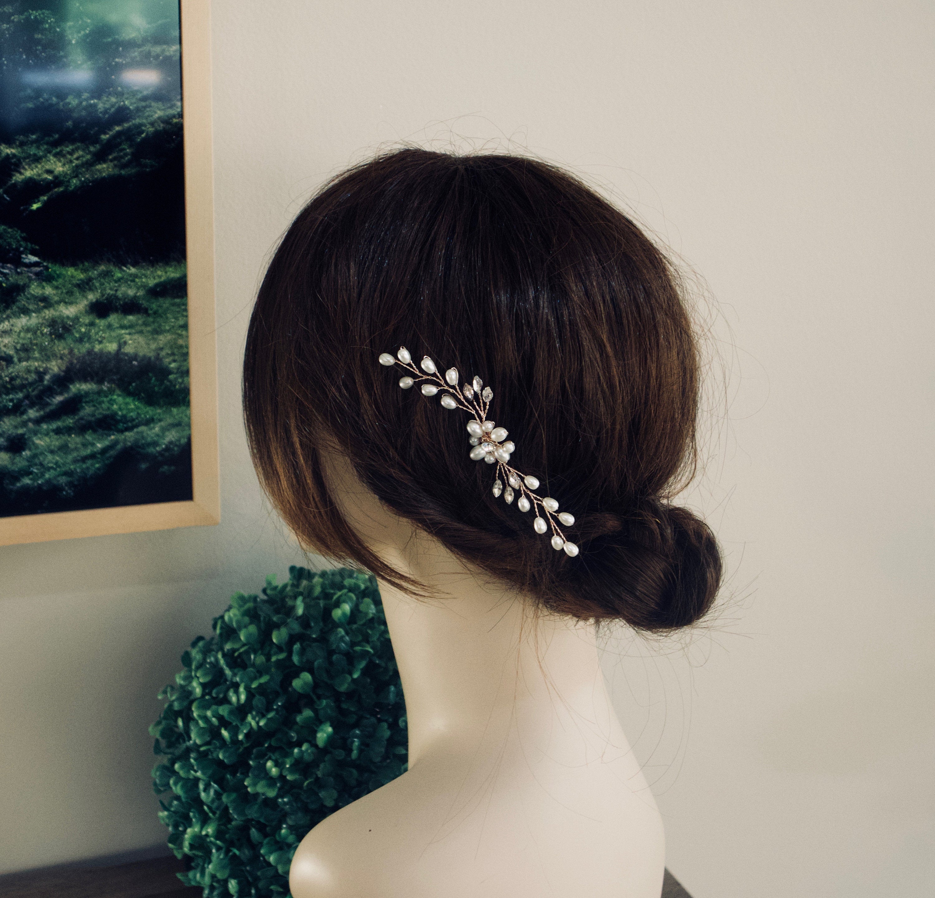 Bridal Hair Pin Pearl Hair Pin Wedding Hair Pin Flower Hair Pin Wedding Hair Accessories Bridesmaid Hair Accessories Vine Hair Pin