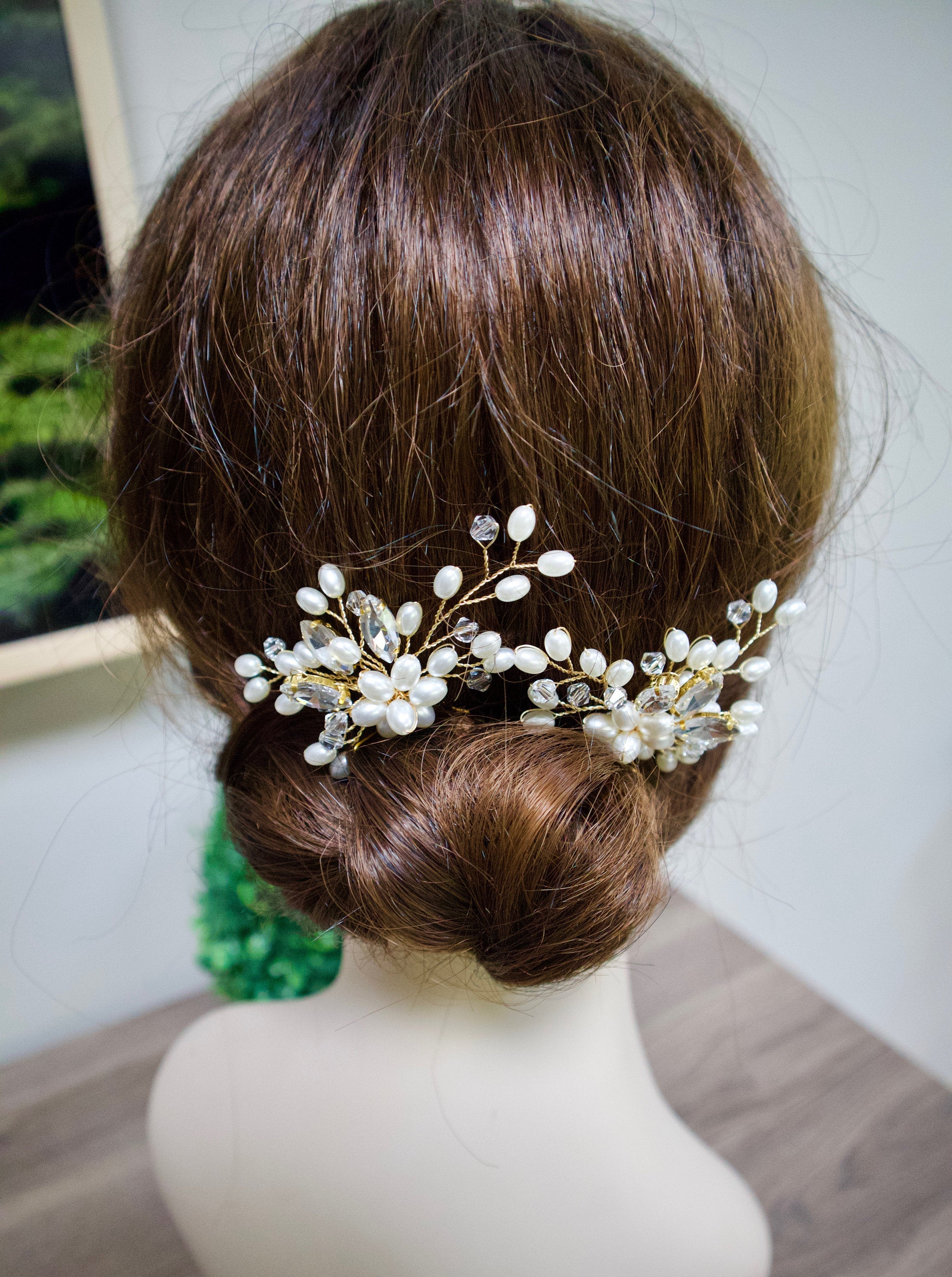 Bridal hair pins Wedding hair pins Bridal hair comb Wedding hair comb Bridal hair piece Wedding Hair piece Pearl Crystal Bridal Hair pins