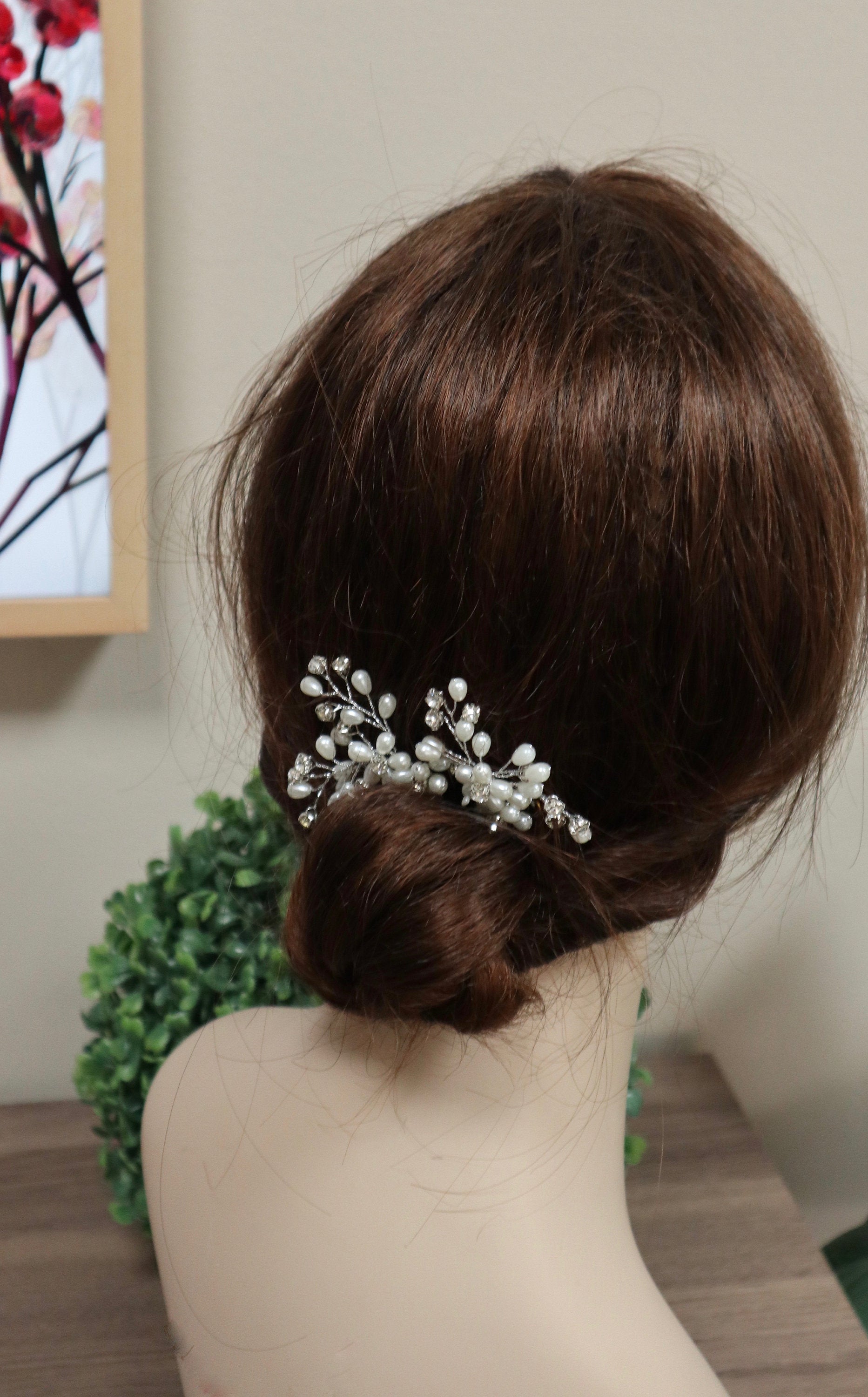 Bridal hair pins Wedding hair pins Pearl crystal wedding hair piece Pearl wedding hair vine Bridal hair piece Bridesmaid Hair Accessories