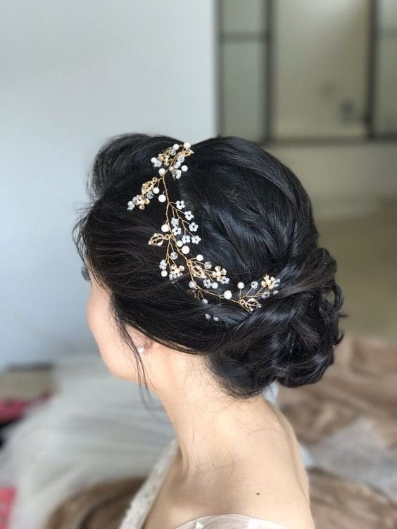 Wedding Hair Vine Bridal Head Piece Gold Bridal Head Piece Bridal Hair Accessories Long hair vine Bridal Wedding Hair Vine