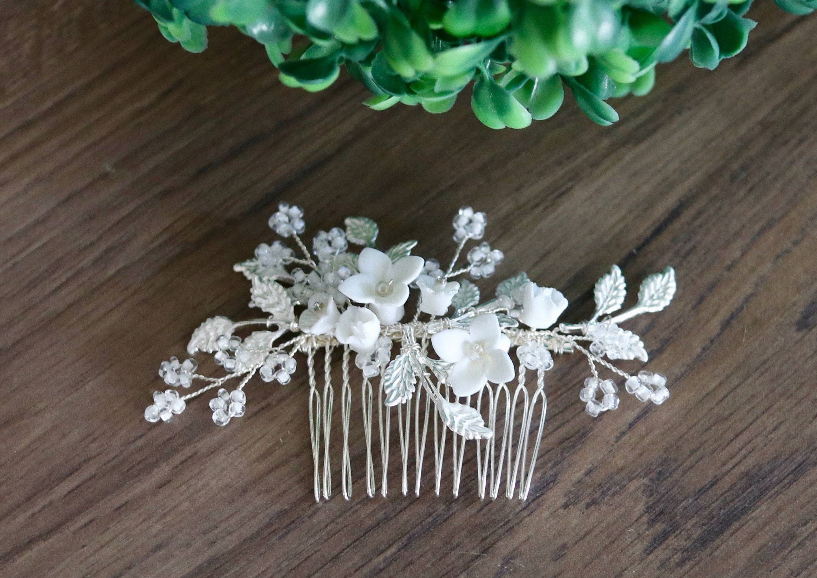 Floral Bridal Hair Comb - Colleen