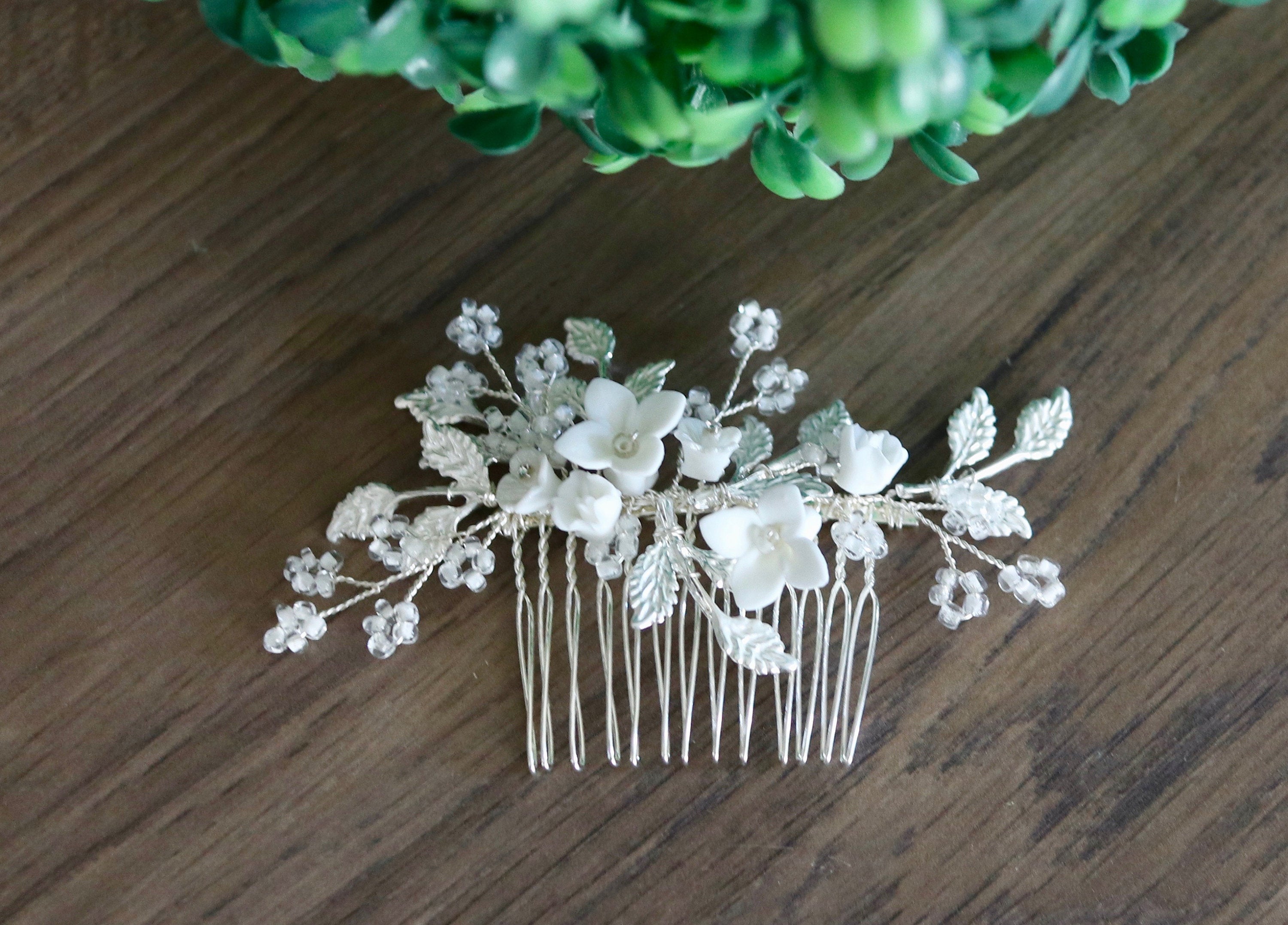 Floral Bridal Hair Comb - Colleen