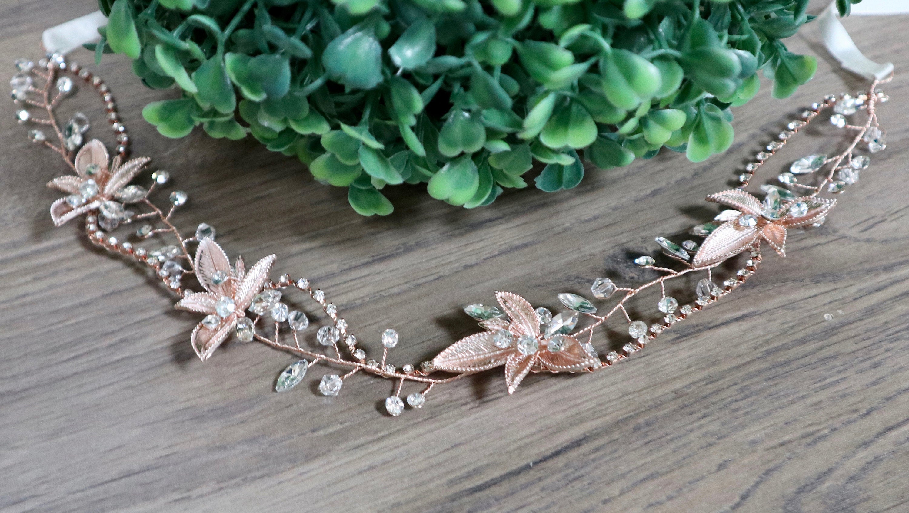 Bridal Headband Rose Gold Wedding Headband Bridal Hair Accessories Rose Gold Crystal Bridal Headband Wedding Hair Accessories Rose Gold