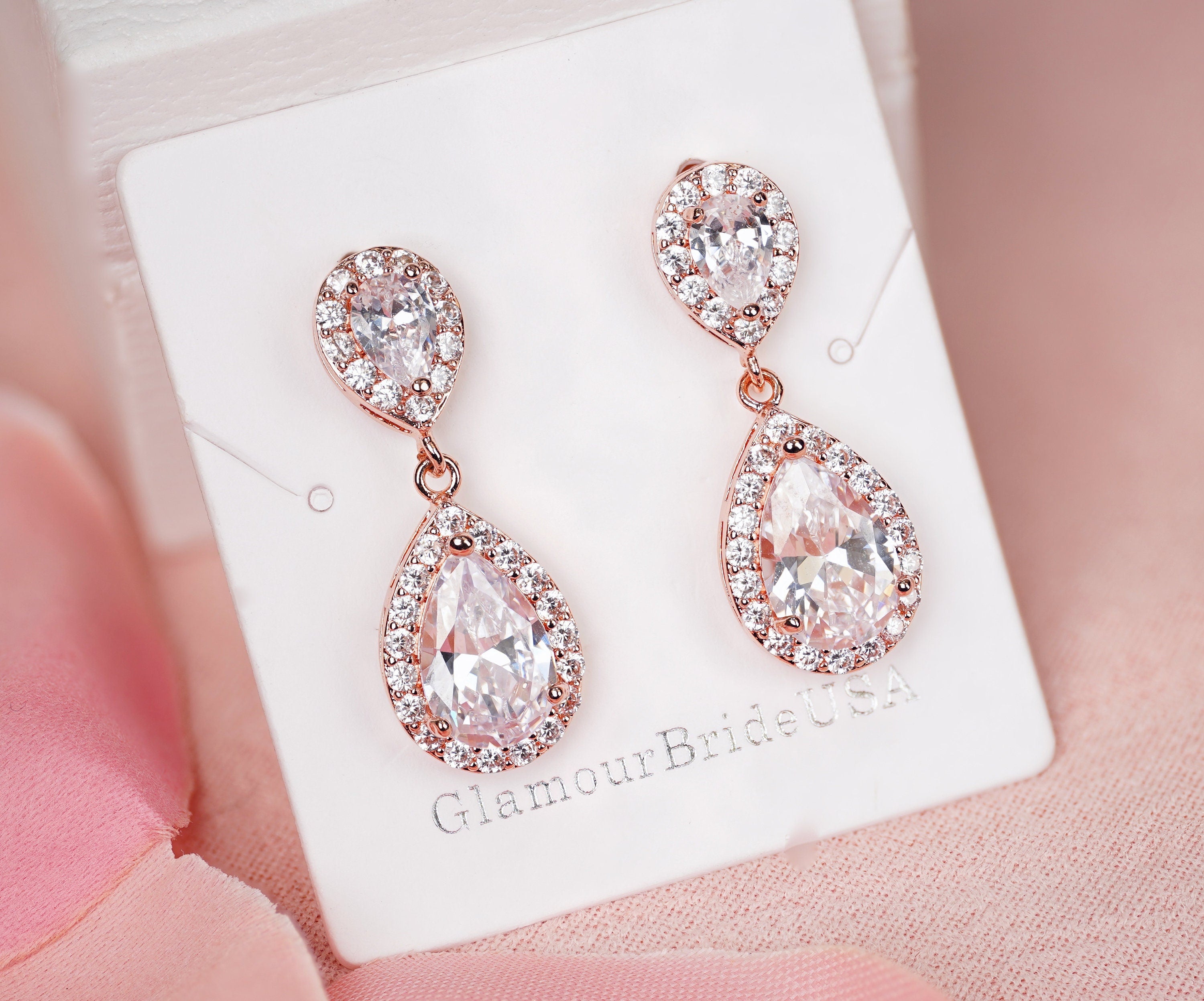 Amanda - Crystal Tear Drop Earrings