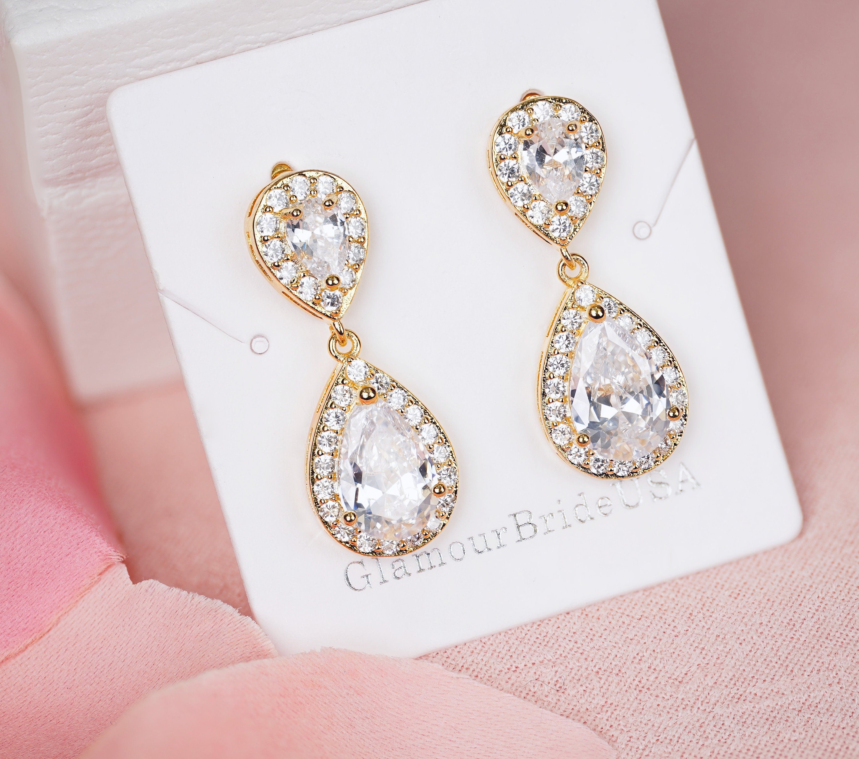 Amanda - Crystal Tear Drop Earrings