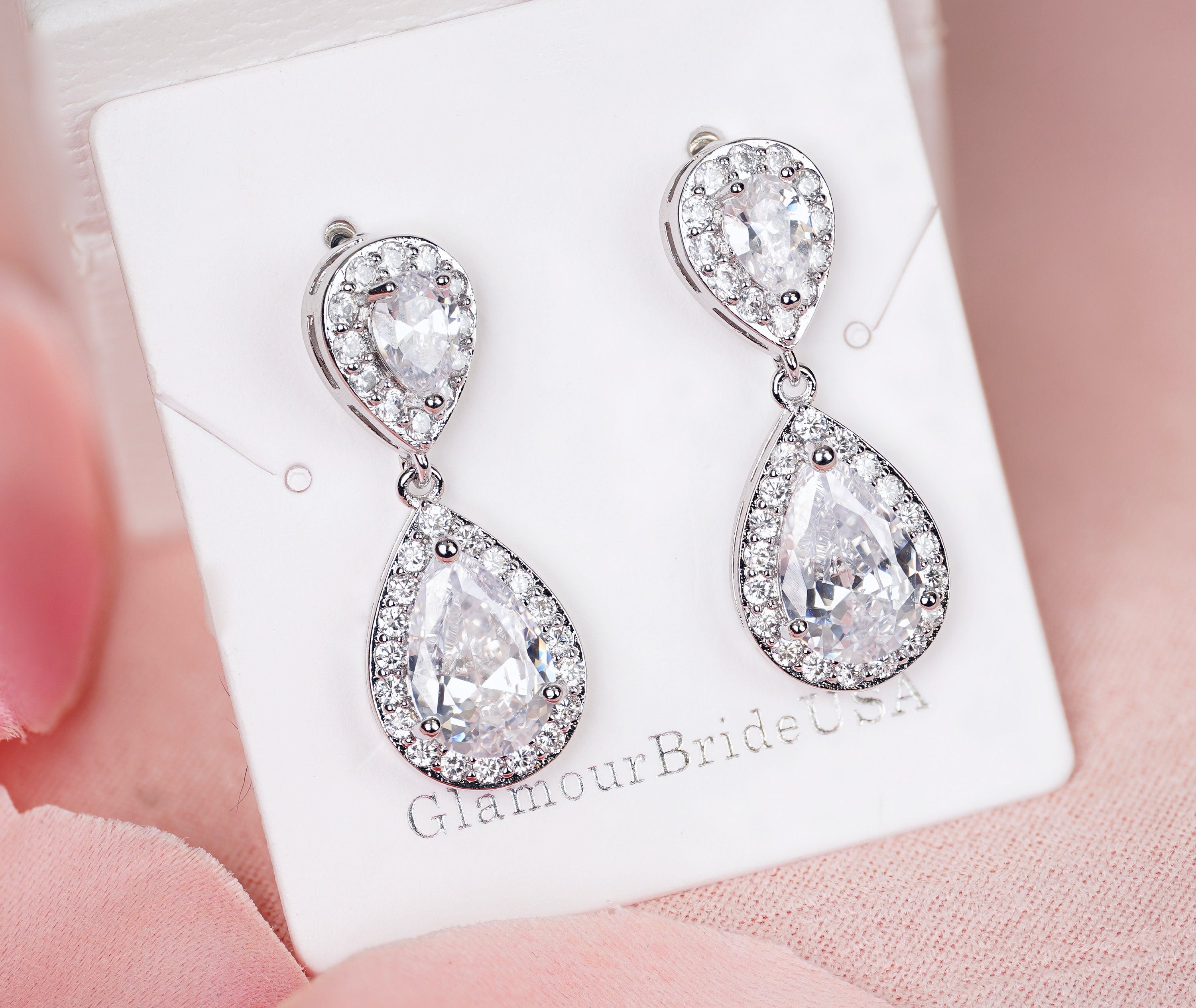 Amanda - Crystal Tear Drop Earrings