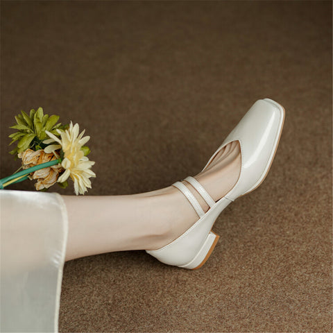 TinaCus Women's Square Toe Patent Leather Handmade Buckles Casual Flat Mary Jane Shoes