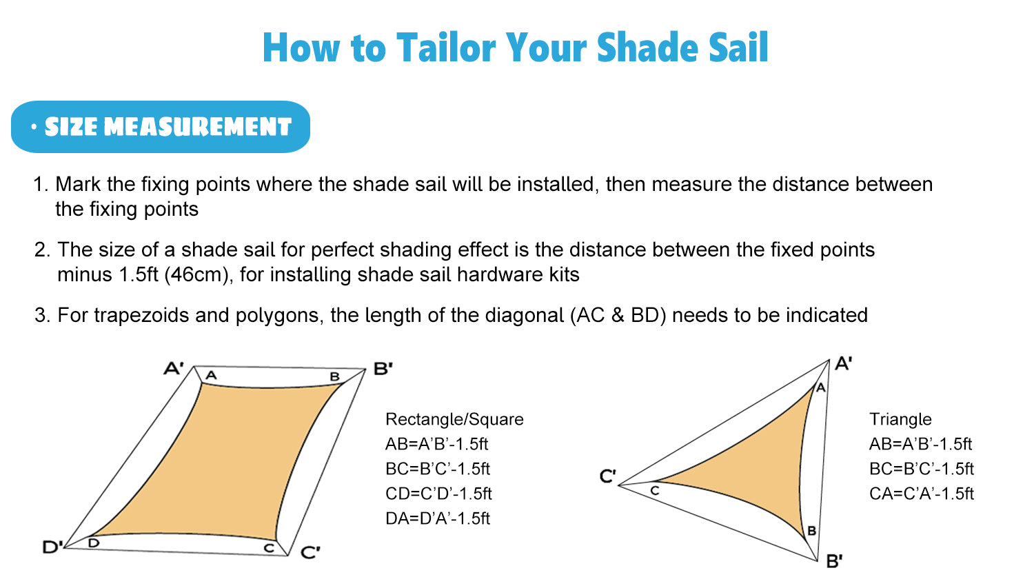 LOEV STORY Custom Sun Sail Size Measurement