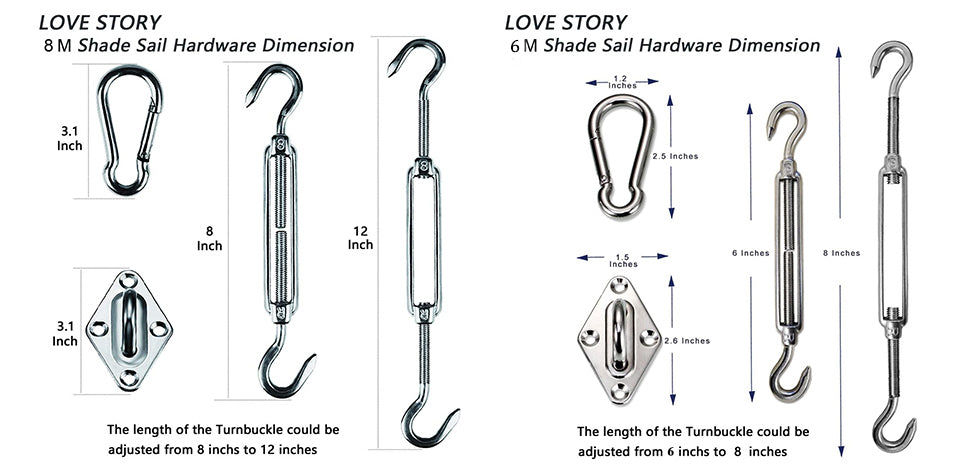 LOVE STORY Hardware Kit for Shade Sail Iinstallation Size
