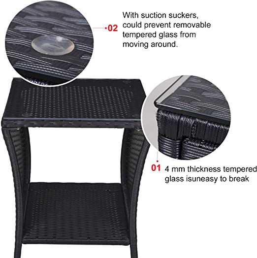 Black Square Side Conversation Table