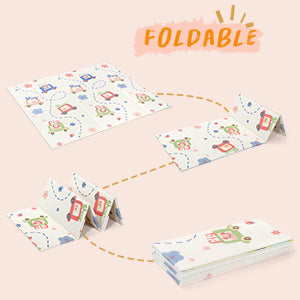 Bammax Baby Play Mat, Reversible Foldable Baby Play Mat, Extra Large Baby Crawling Mat, Waterproof Foam Floor Mat, Non-Toxic XPE Foam, Anti-Slip Folding Mat for Infant, Kids, Toddler, BPA-Free, with Carry Bag, 78"x70"x0.4"