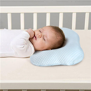 Bammax Baby Pillow Newborn, Flat Head Newborn Pillow, Baby Head Shaping Pillow, Soft Breathable Memory Foam Sleeping Pillow for Infant, Prevent Flat Head Symptom Head Support for 0-12 Month Baby, Blue
