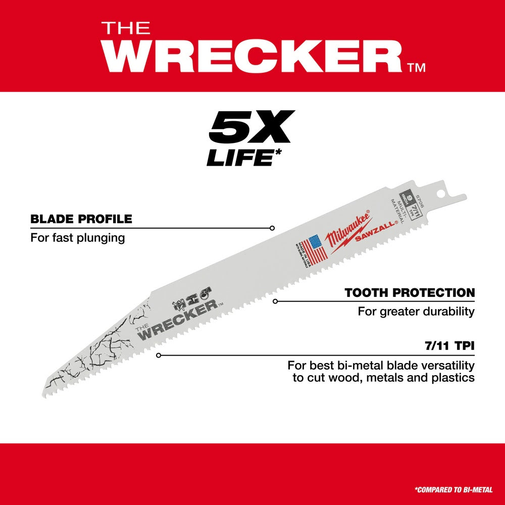 Milwaukee 48-00-8706 WRECKER Multi-Material SAWZALL Blade 9