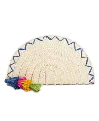 I.N.C. Straw Taco Clutch Fringe Zippered