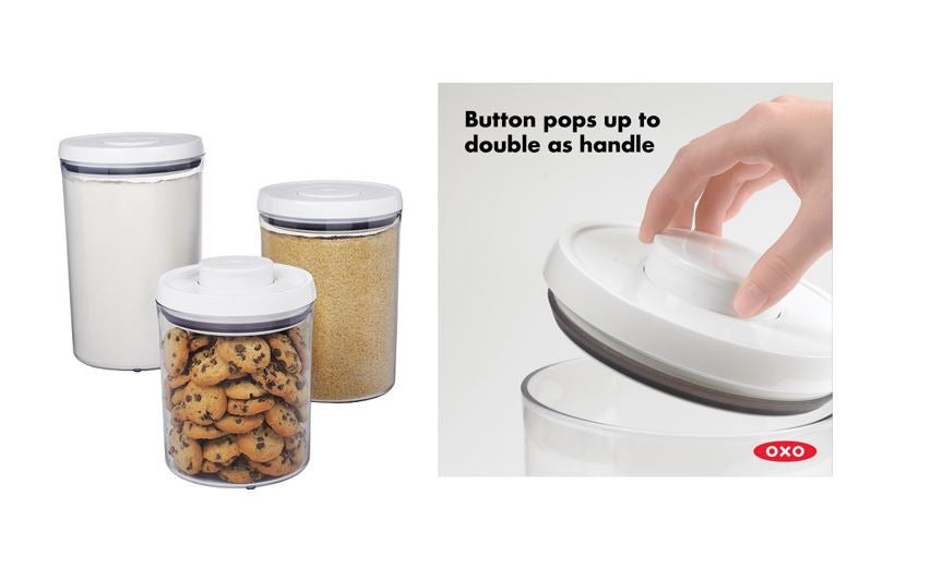 OXO GOOD GRIPs Food Storage Containers, 3 Piece Round Pop Canister Set