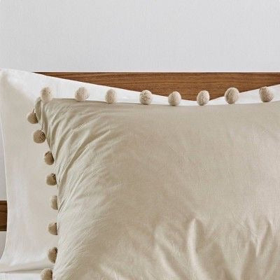 Madison Park Leona Full/Queen 3-Pc. PomPom Cotton Duvet Cover Set, Taupe