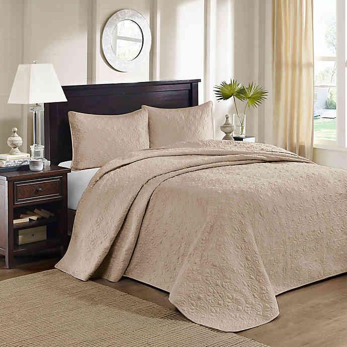 Madison Park Quebec Dusty Pale Khaki 3-Piece Quilted King/Cal King Coverlet Set