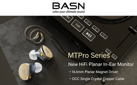 BASN MTPro 14.5mm Planar HiFi in ear monitor Headphones (Rich Black)