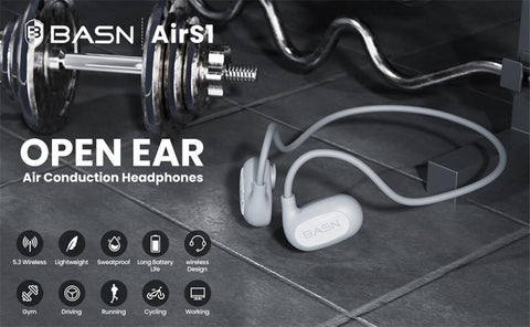 BASN AirS1 Open Ear Bluetooth 5.3 Air Conduction Headphones basn in ear monitor headphone for musician singer drummer shure iem westone earphone KZ in ear sennheiser custom in ear factory and manufacturer OEM ODM supplier and agent