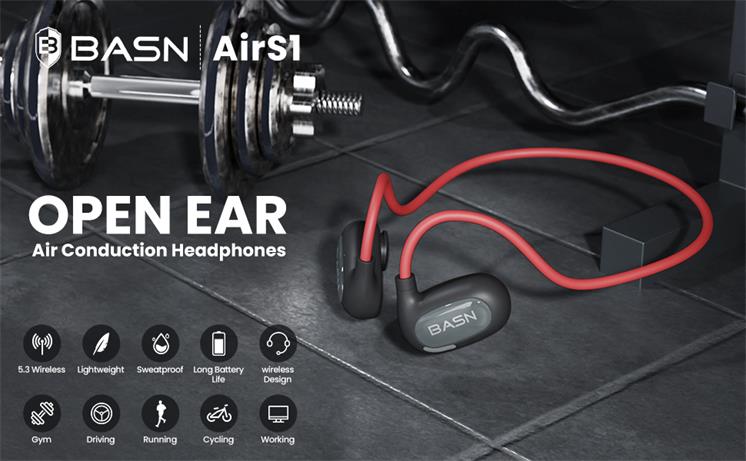 BASN AirS1 Open Ear Bluetooth 5.3 Air Conduction Headphones basn in ear monitor headphone for musician singer drummer shure iem westone earphone KZ in ear sennheiser custom in ear factory and manufacturer OEM ODM supplier and agent