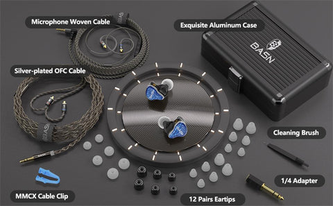 BASN Bmaster5 MMCX connector in Ear Monitors, 1DLC Diaphragm+4BA 5 Drivers IEM Earphones with Silver-Plated OFC Cable, Noise Isolation Wired Earbuds for Musicians shure basn in ear monitor headphone for musician singer drummer shure iem westone earphone KZ in ear sennheiser custom in ear factory and manufacturer OEM ODM supplier and agent