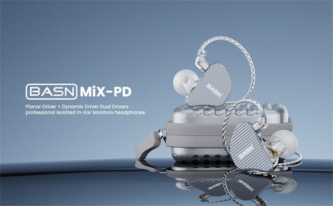 BASN MiX-PD In Ear Monitor, Planar Driver ,Dynamic Driver with CNC Crafted Metal Cover, Hi-fi IEM Earphones Wired 0.78mm 2-Pin Detachable Cable for Musicians shurebasn in ear monitor headphone for musician singer drummer shure iem westone earphone KZ in ear sennheiser custom in ear factory and manufacturer OEM ODM supplier and agent