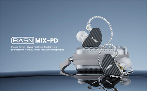 BASN MiX-PD In Ear Monitor, Planar Driver ,Dynamic Driver with CNC Crafted Metal Cover, Hi-fi IEM Earphones Wired 0.78mm 2-Pin Detachable Cable for Musicians shurebasn in ear monitor headphone for musician singer drummer shure iem westone earphone KZ in ear sennheiser custom in ear factory and manufacturer OEM ODM supplier and agent