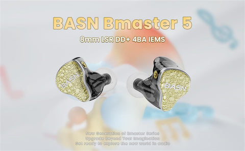 BASN Bmaster5 MMCX connector in Ear Monitors, 1DLC Diaphragm+4BA 5 Drivers IEM Earphones with Silver-Plated OFC Cable, Noise Isolation Wired Earbuds for Musicians shure basn in ear monitor headphone for musician singer drummer shure iem westone earphone KZ in ear sennheiser custom in ear factory and manufacturer OEM ODM supplier and agent