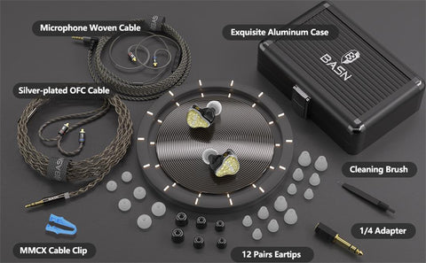BASN Bmaster5 MMCX connector in Ear Monitors, 1DLC Diaphragm+4BA 5 Drivers IEM Earphones with Silver-Plated OFC Cable, Noise Isolation Wired Earbuds for Musicians shure basn in ear monitor headphone for musician singer drummer shure iem westone earphone KZ in ear sennheiser custom in ear factory and manufacturer OEM ODM supplier and agent
