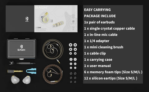 BASN ASONE in-Ear Monitors Earphone for musicians singers drummers