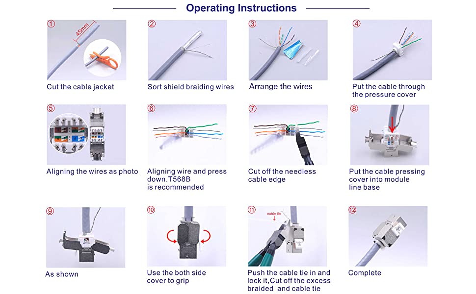 RJ45 Cat6A Shielded Metal Keystone Jacks