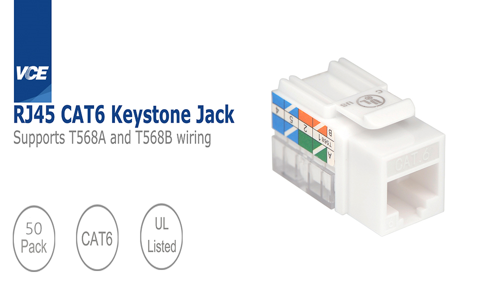 Cat6 RJ45 90-Degree Keystone Jack