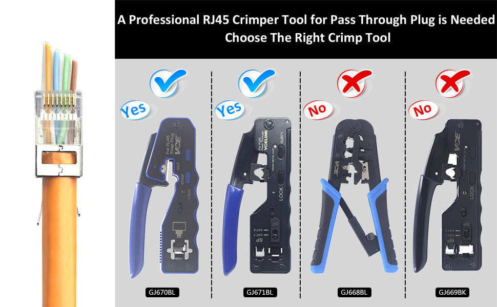 Cat7 RJ45 Pass Through connectors
