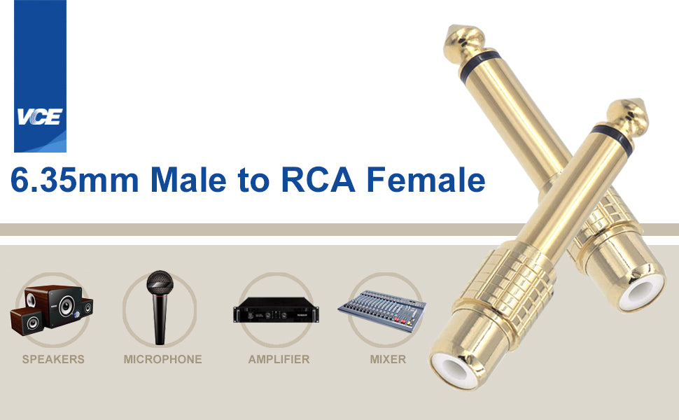 Mono Plug Male to RCA Female Audio Adapter