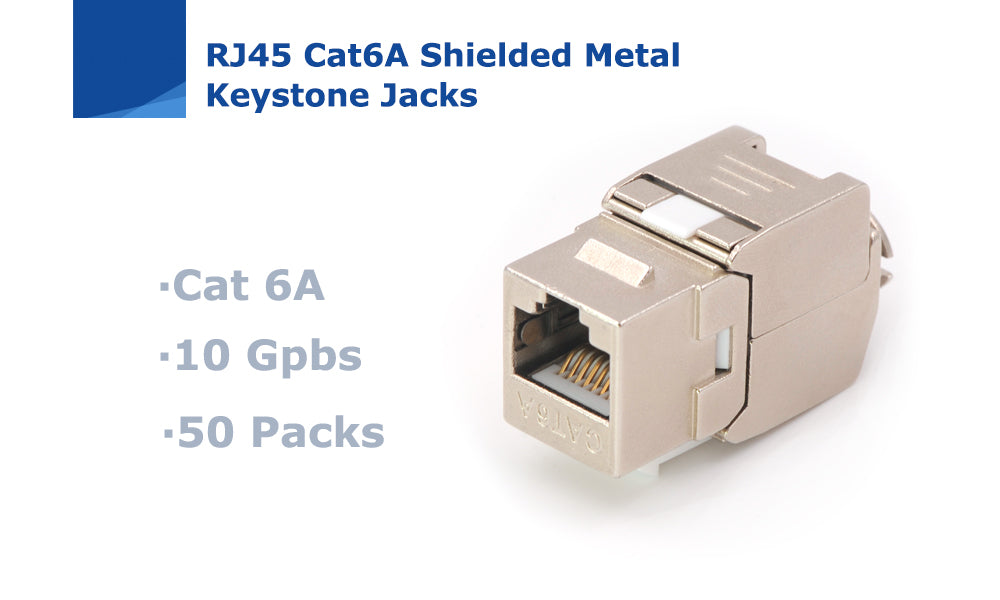 RJ45/Cat6A Shielded Metal Keystone Jacks