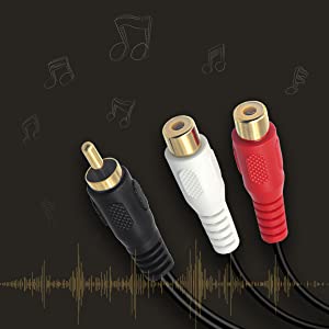 1 RCA (Male) to 2 RCA (Female) Stereo Audio Adapter