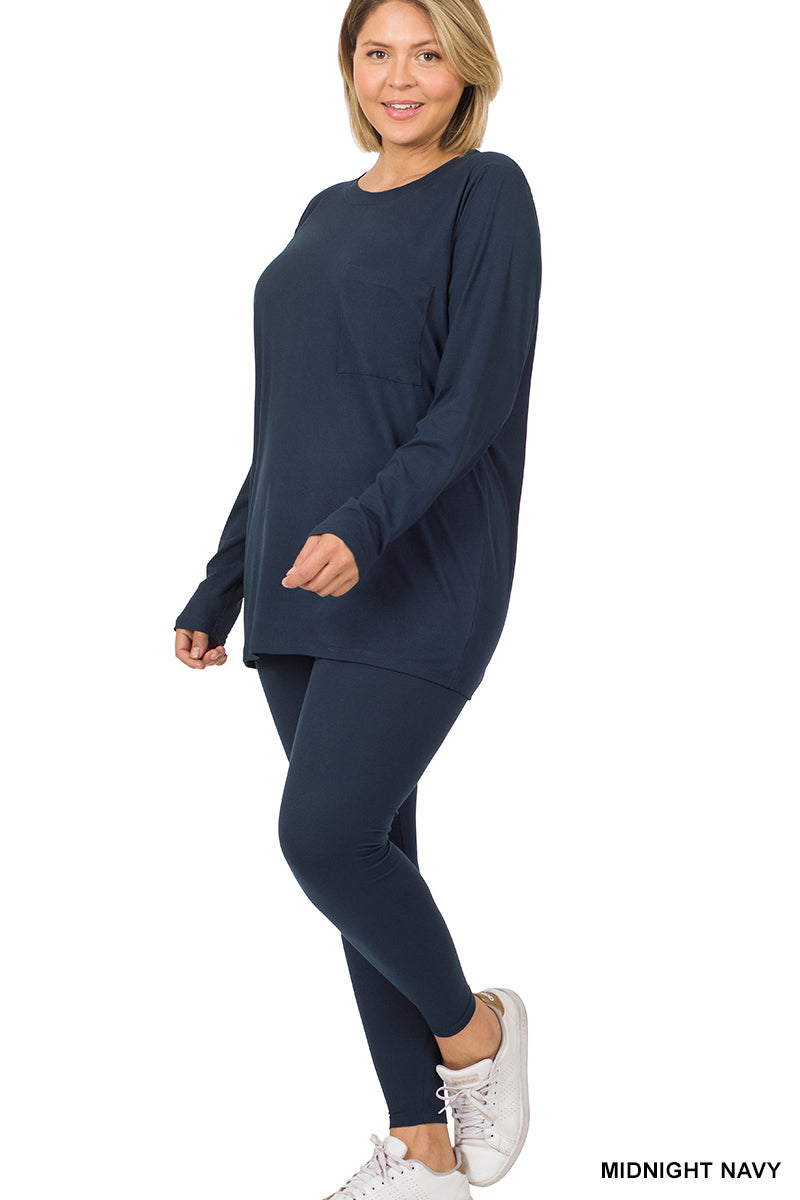 3X only- SALE!! Brushed Microfiber Top and Leggings Set in Midnight, plus