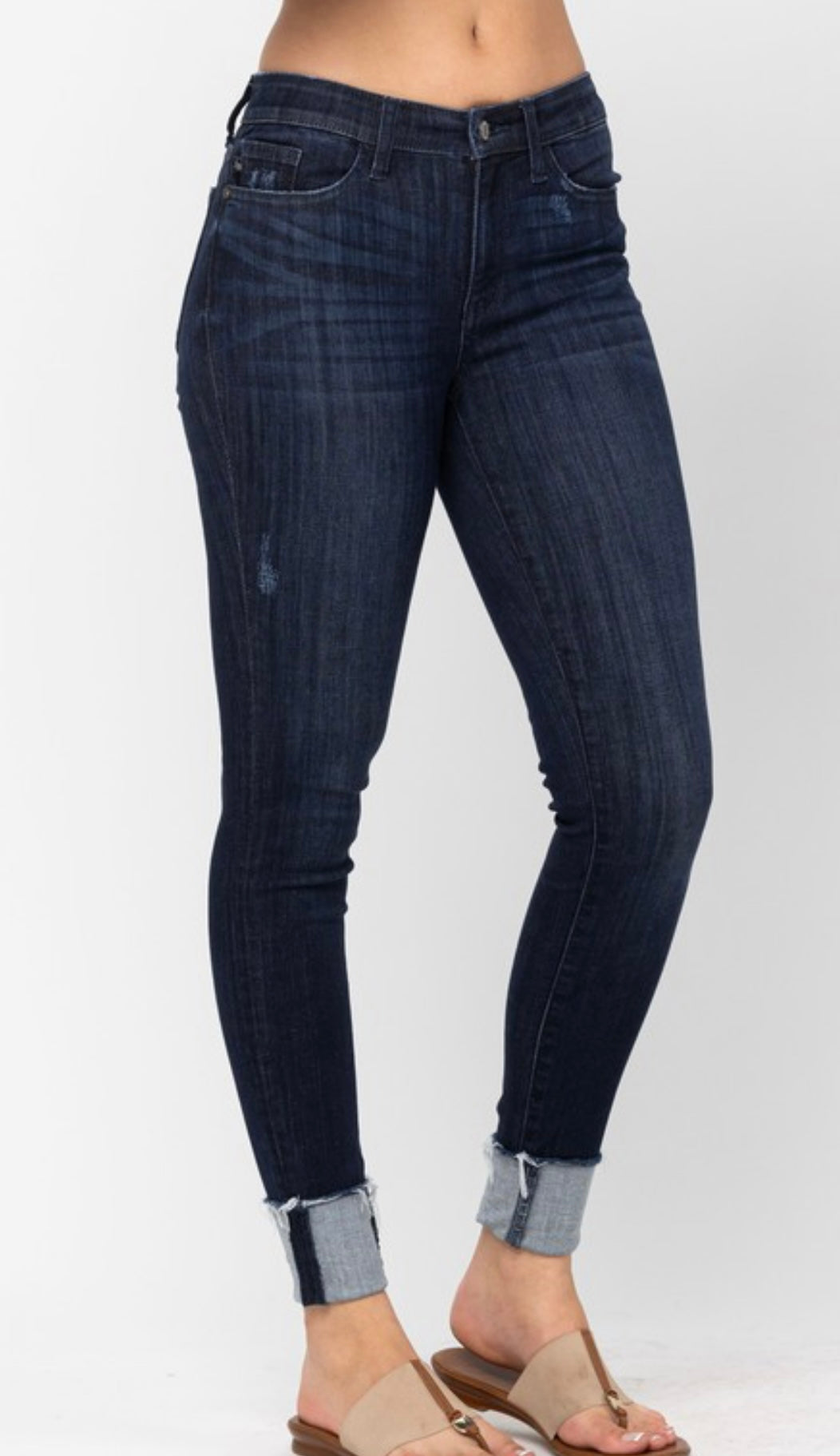 Judy Blue Mid Rise Cuffed Skinny