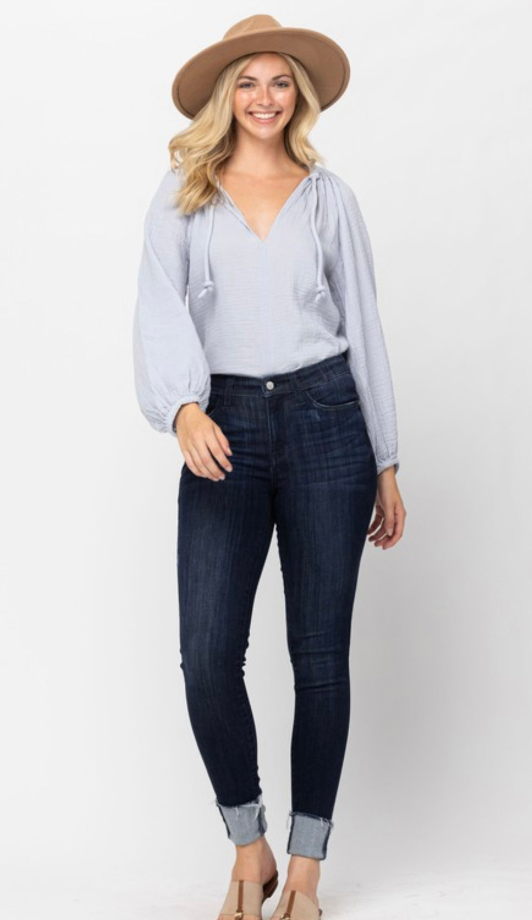 Judy Blue Mid Rise Cuffed Skinny