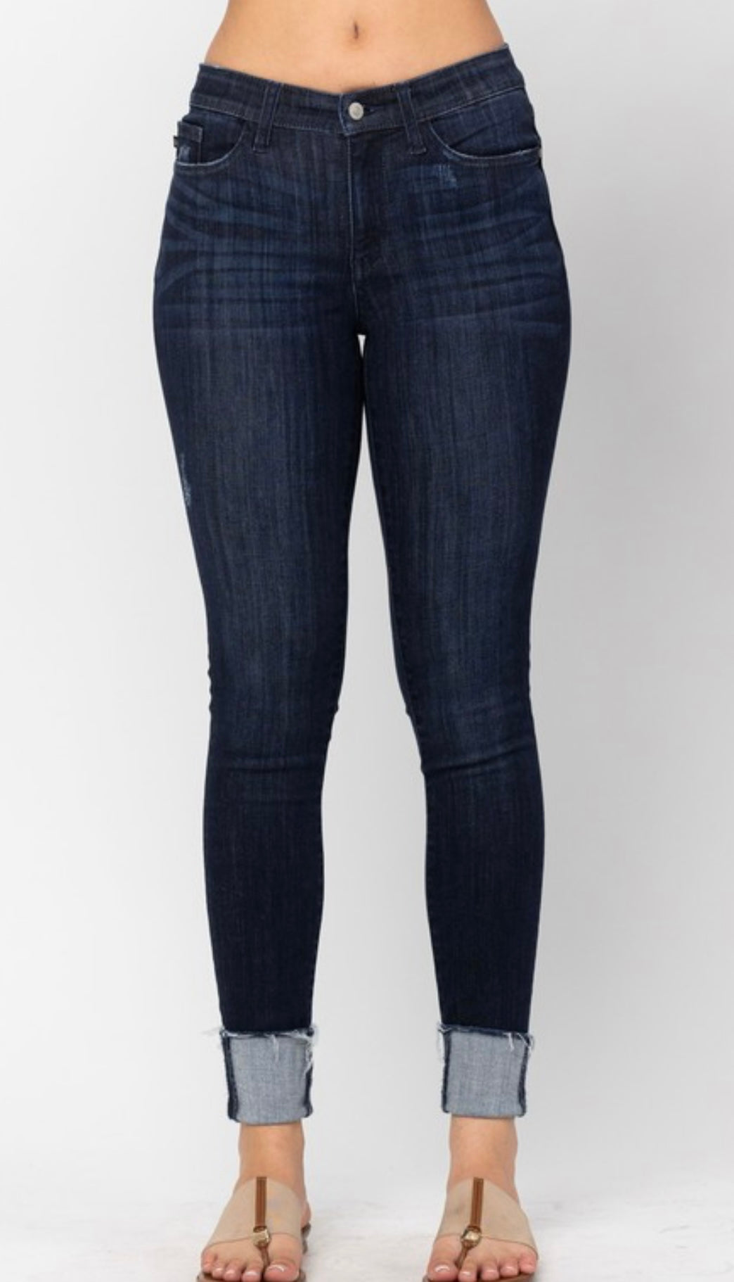 Judy Blue Mid Rise Cuffed Skinny