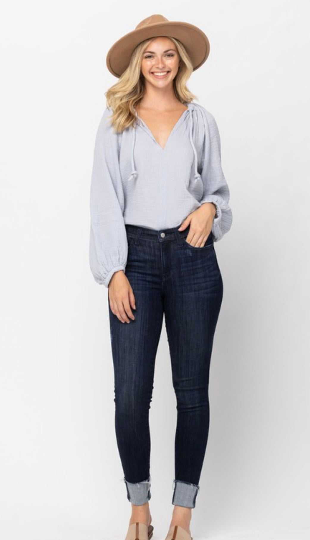 Judy Blue Mid Rise Cuffed Skinny