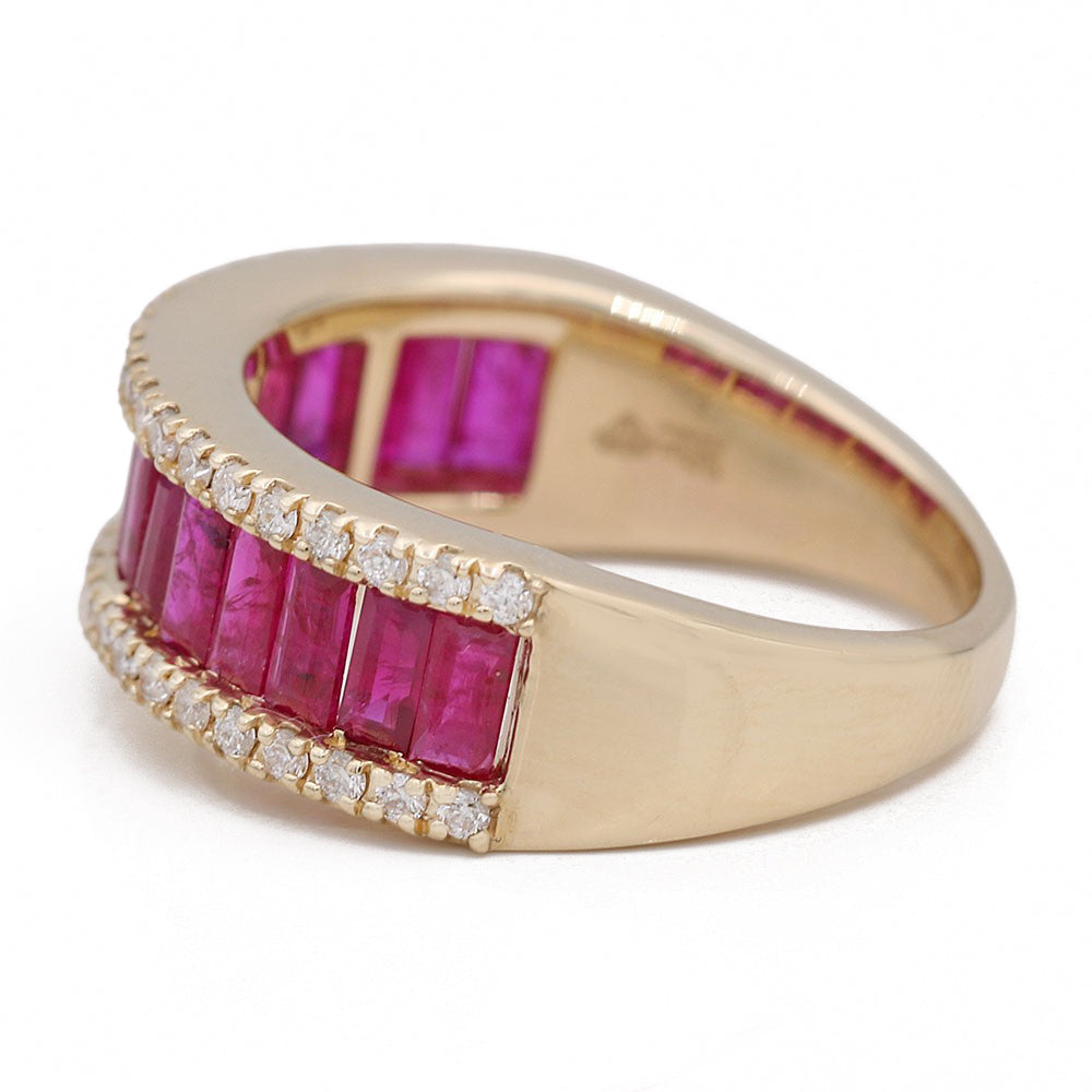 Yellow Gold Rubies and Diamonds Ring