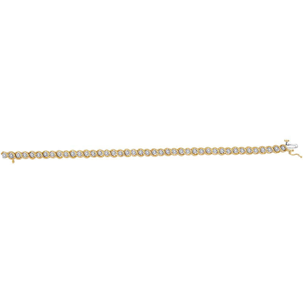 10k Yellow Gold Round Diamond Tennis Bracelet 1/2 Cttw