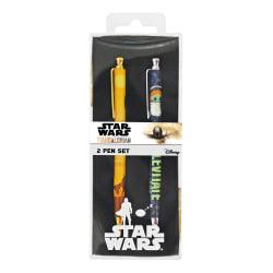 The Mandalorian Retractable Pens Gift Set, Medium Point, 1 mm, Multicolor Barrels, Black Ink, Pack Of 2 Pens