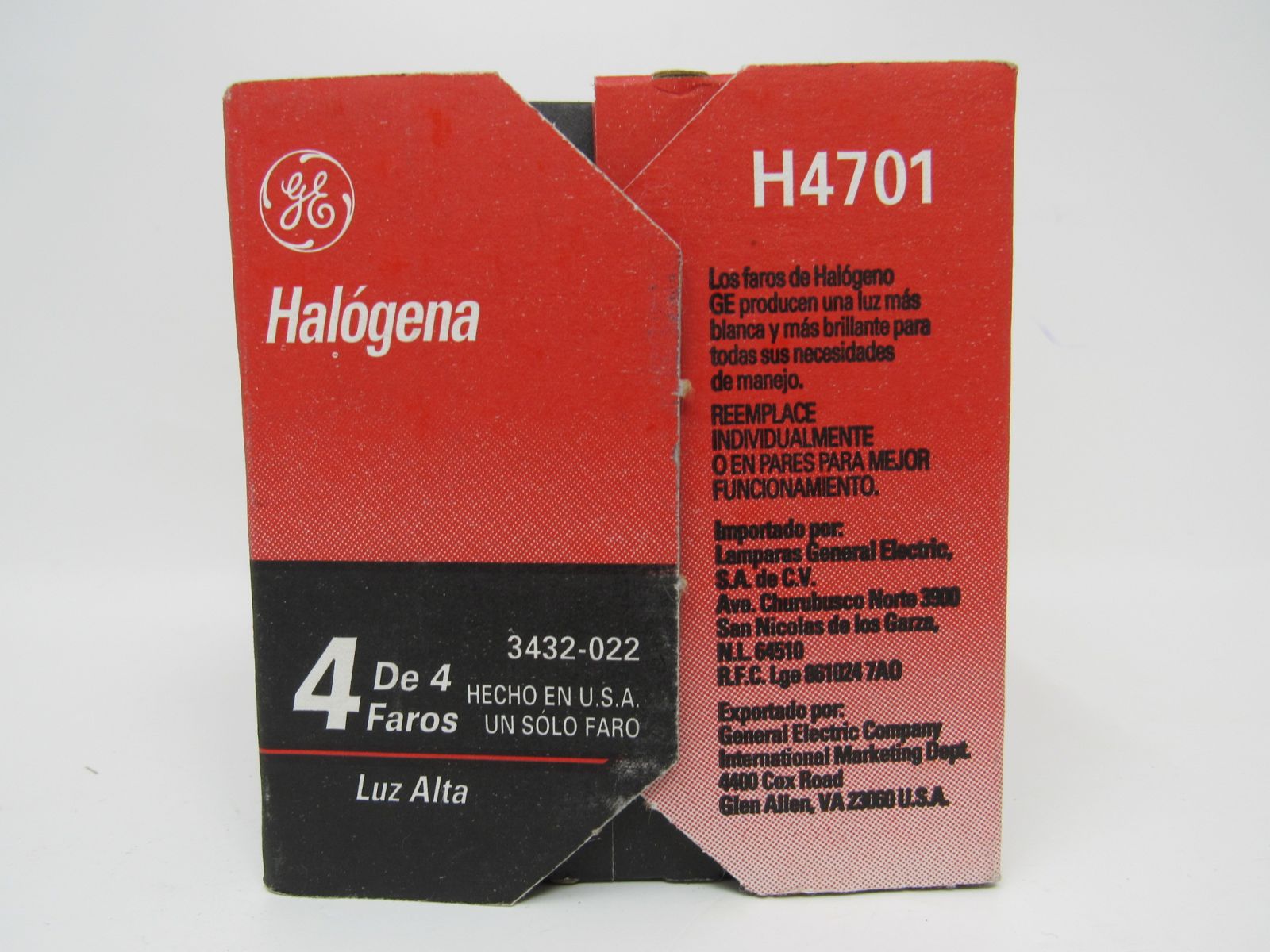 GE Lighting Halogen 4 Headlight System High Beam 65W 12V H4701 -- New
