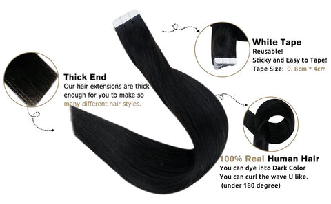 jet black tape in hair